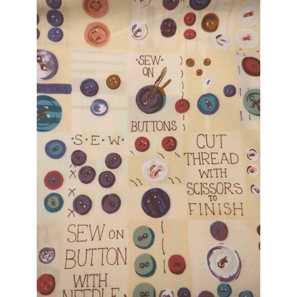 Pair Curtain Panels Made With 2007 Alexander Henry Fabric Sewing Buttons 48x45"